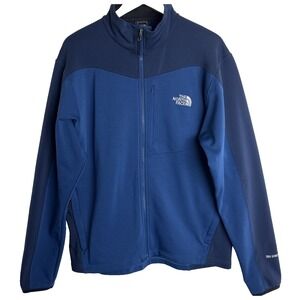 The North Face Mens Soft Shell Jacket TKA Stretch Full Zip Fleece Size XL Blue